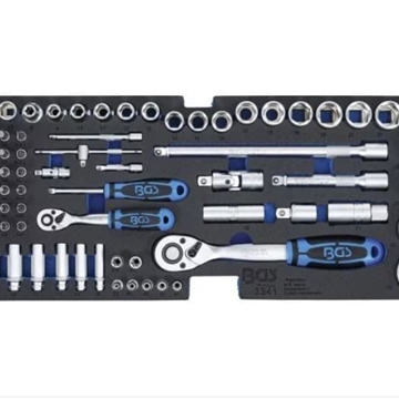 Bandeja de espuma para BGS 3312: Juego de llaves de vaso | 12,5 mm (1/2") + 6,3 mm (1/4") | 77 piezas - 3341 BGS - Imagen 1