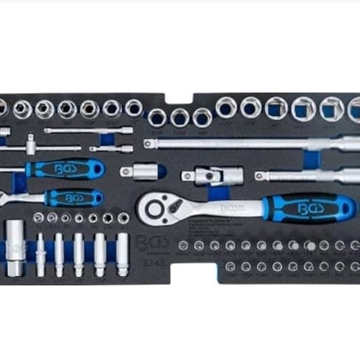 Bandeja de espuma para BGS 3312: juegos de llaves de vaso | 6,3 mm (1/4") / 12,5 mm (1/2") | medidas en pulgadas | 78 piezas - 3345 BGS - Imagen 1