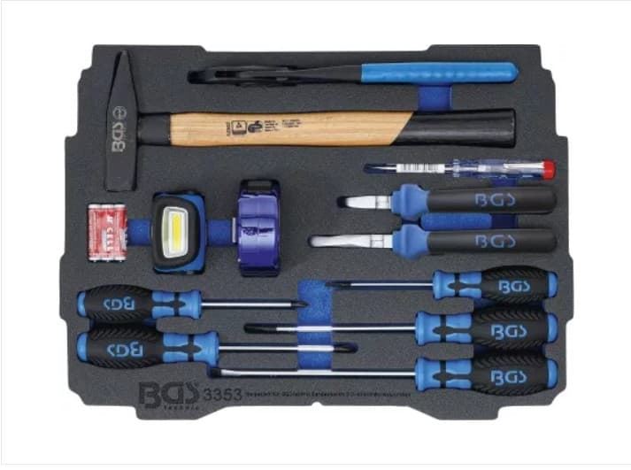 Bandeja de espuma para BGS BOXSYS1 & 2: Juego de martillo, alicates, destornilladores | 12 piezas - 3353 BGS - Imagen 1