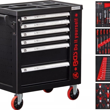 Carro de herramientas | 6 cajones | 1 puerta lateral | con 158 herramientas - 6055 BGS - Imagen 1