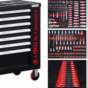 Carro de herramientas | 7 cajones | 1 puerta lateral | con 250 herramientas - 6058 BGS - Imagen 1