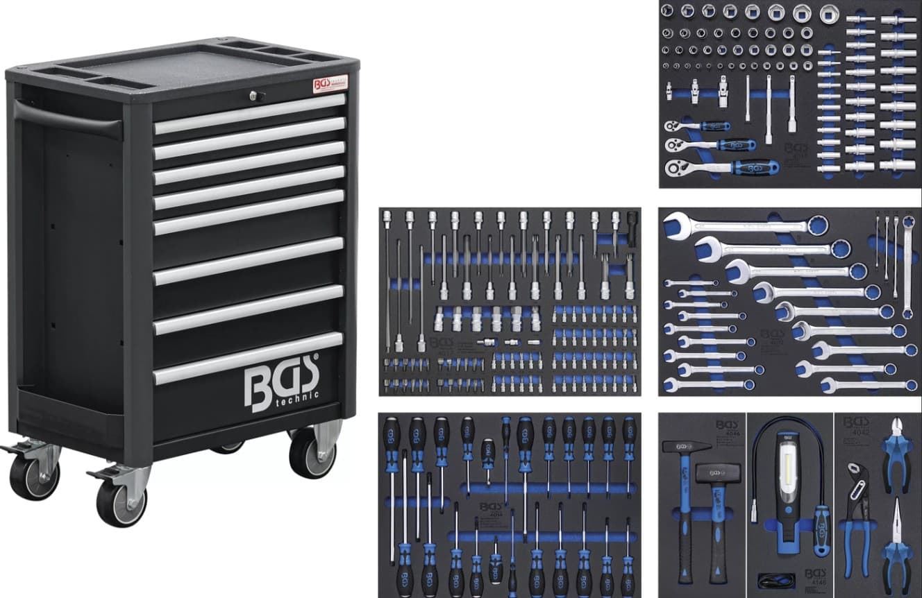 Carro de herramientas Pro Standard | 8 cajones | con 234 herramientas - 4113 BGS - Imagen 1