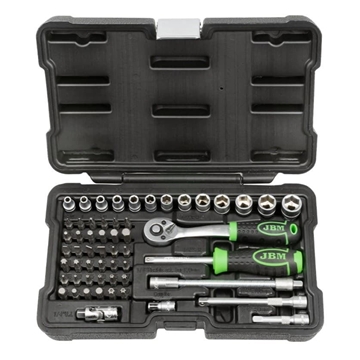 ESTUCHE DE HERRAMIENTAS CON 56 PIEZAS CON VASOS HEXAGONALES 1/4" CINCADO- 54105 JBM - Imagen 1