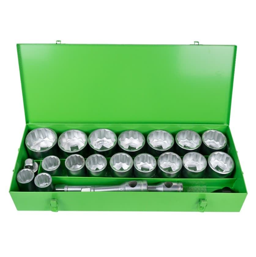 ESTUCHE METÁLICO CON 21 PIEZAS DE AUTOCLÉ CON 12 CANTOS 1" CINCADO- 51855 JBM - Imagen 1