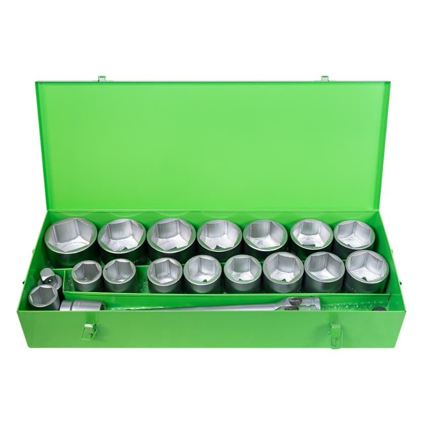 ESTUCHE METÁLICO CON 21 PIEZAS DE AUTOCLÉ EN HEXAGONAL 1" CINCADO- 51616 JBM - Imagen 1
