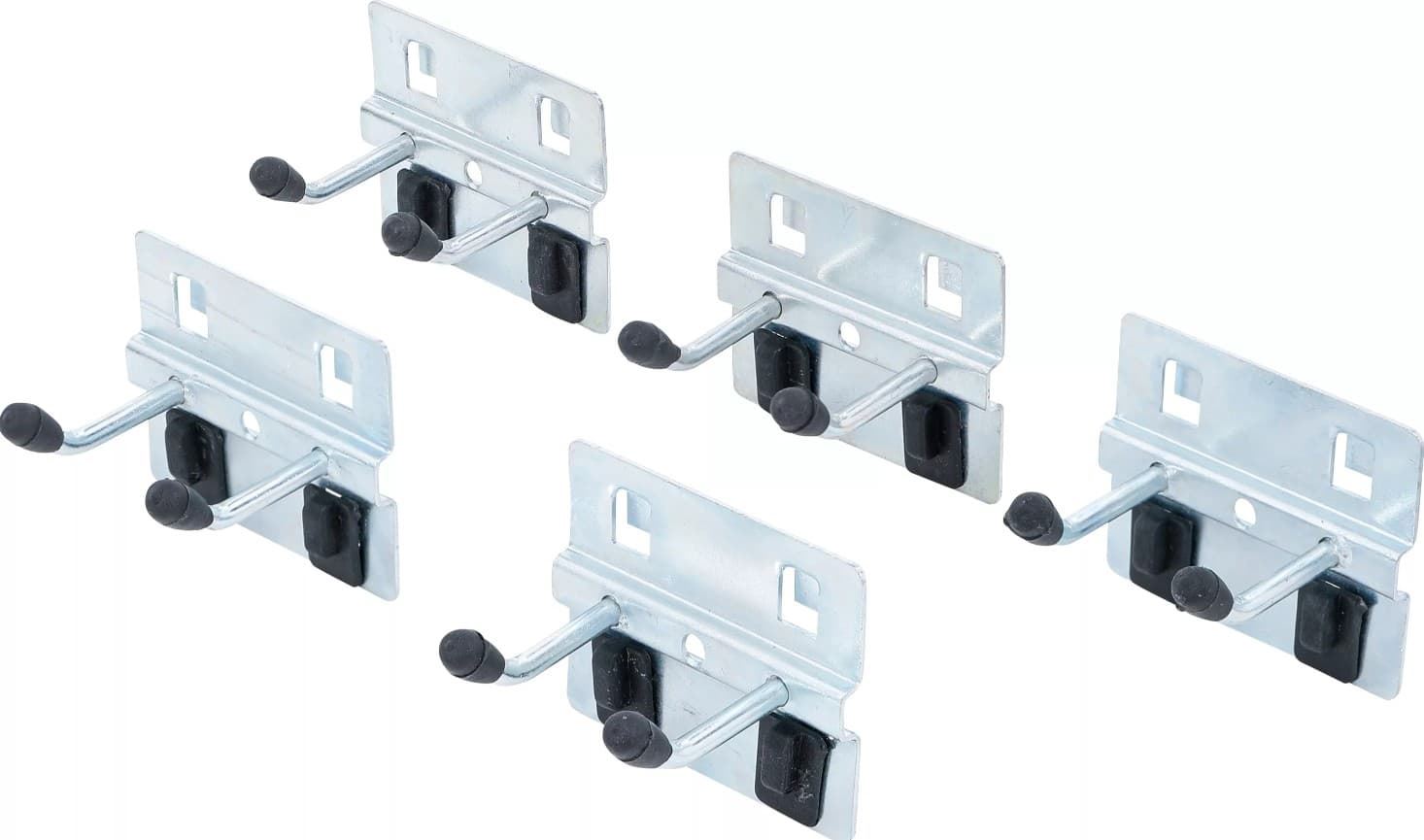 Juego de ganchos dobles | 40 mm | para sistema de módulos de pared | 5 piezas - 80197 BGS - Imagen 1