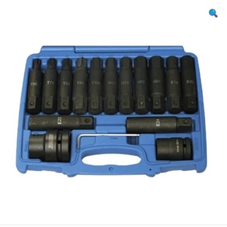 JUEGO DE VASOS Y PUNTAS DE IMPACTO 3/4? & 1? – 16 PIEZAS 9676 - Imagen 1