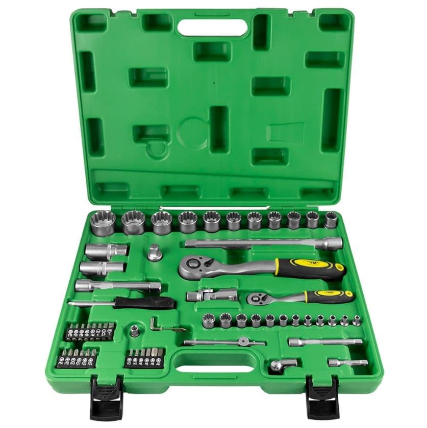 MALETÍN DE HERRAMIENTAS DE 60 PIEZAS CON VASOS SPLINE DE 1/2" Y 1/4" CINCADO- 52722 JBM - Imagen 1
