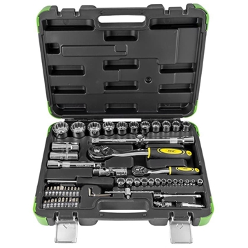 MALETÍN DE HERRAMIENTAS DE 60 PIEZAS CON VASOS SPLINE DE 1/2" Y 1/4" CROMADO- 53108 JBM - Imagen 1