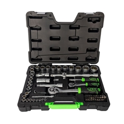 MALETÍN DE HERRAMIENTAS DE 74 PIEZAS CON VASOS DE 12 CANTOS 1/"2 Y 1/4" CINCADO- 53074 - Imagen 1