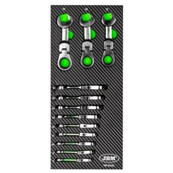 MÓDULO DE 12 LLAVES MINI COMBINADAS ARTICULADAS CON TRINQUETE- 54032 JBM - Imagen 1