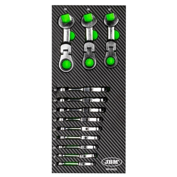 MÓDULO DE 12 LLAVES MINI COMBINADAS ARTICULADAS CON TRINQUETE- 54032 JBM - Imagen 1