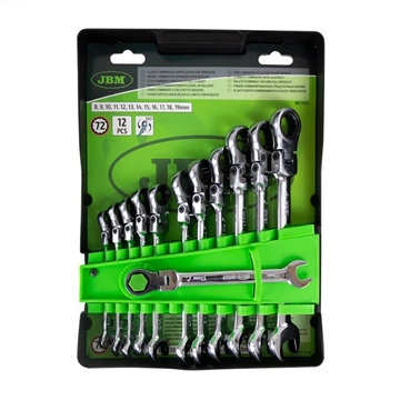 SET DE 12 LLAVES COMBINADAS ARTICULADAS CON TRINQUETE- 51318 JBM - Imagen 1