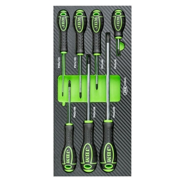 SET DE 7 DESTORNILLADORES CRUZ CON MÓDULO EVA CARBONO- 53943 JBM - Imagen 1