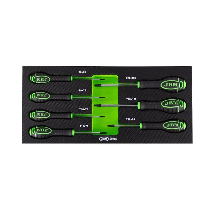SET DE 7 DESTORNILLADORES EN TORX CON MODULO EVA CARBONO- 53945 JBM - Imagen 1